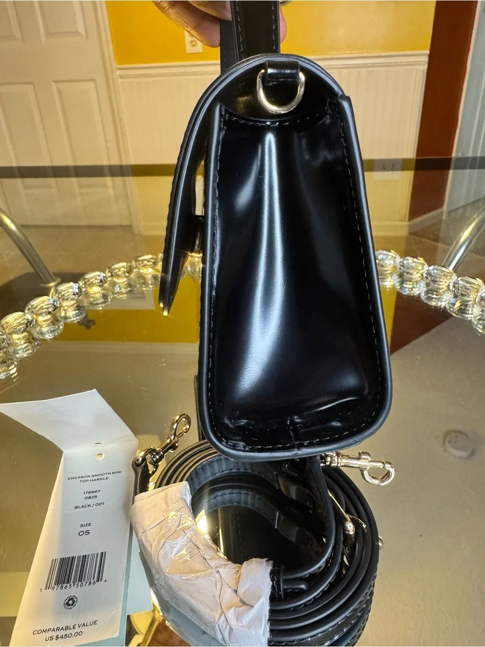 Tory Burch Black Patent Leather Top-Handle Crossbody